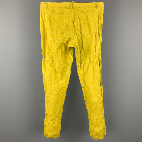 GIGLI Size 30 Chartreuse Wrinkled Cotton Blend Zip Fly Casual Pants