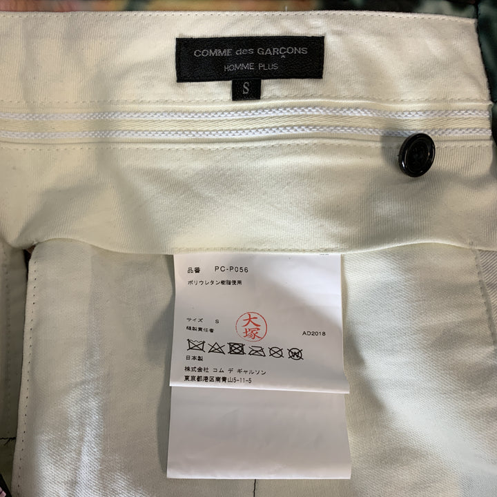 COMME des GARCONS HOMME PLUS Size S Black & Green Marbled Floral PVC Shorts