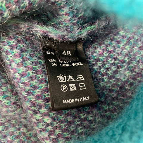 ROBERTO COLLINA Size S Blue Purple Ombre Mohair Blend Crew-Neck Sweater