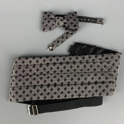 TURNBULL & ASSER Black White Checkered Silk Cummerbund