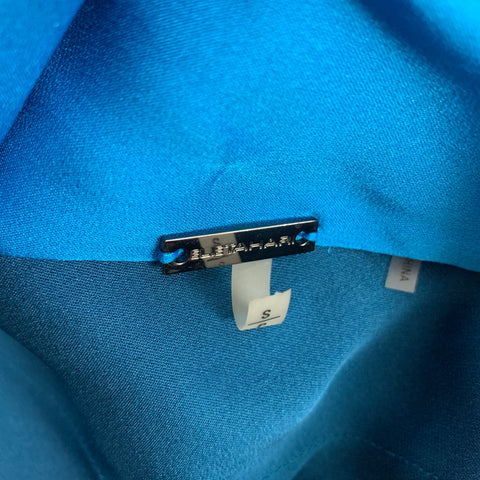 ELIE TAHARI Cobalt Blue Silk Two Tone One Shoulder Blouse