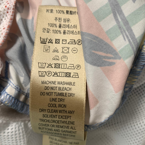BURBERRY Size XL Multi-Color Black Stripe Polyester Swim Trunks