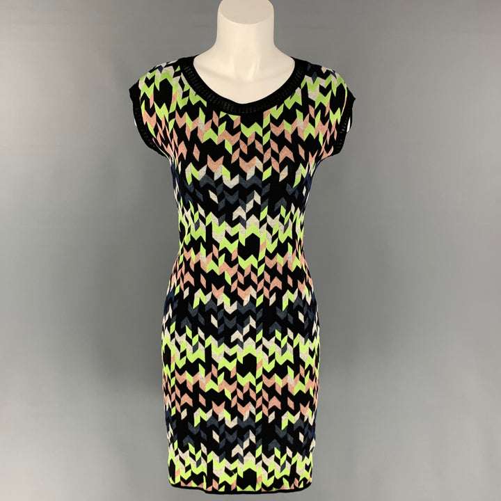 M MISSONI Size M Multi-Color Geometric Knitted Scoop Neck Dress