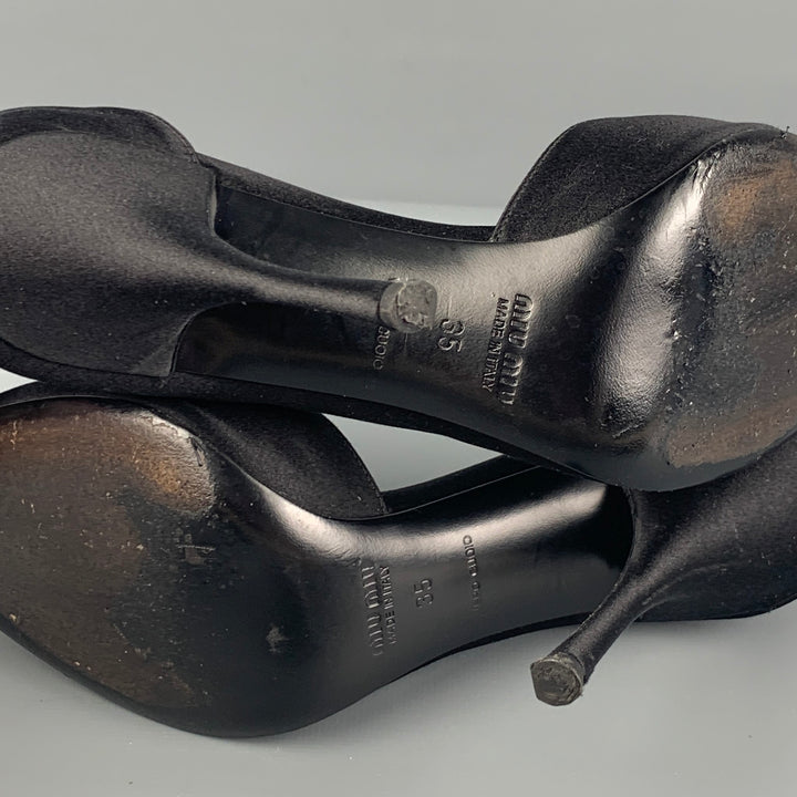 MIU MIU Size 5 Black Satin Solid D'Orsay Pumps