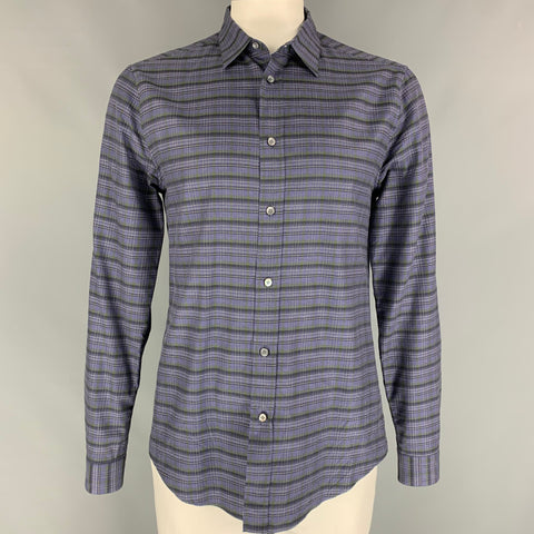 LOUIS VUITTON Size XL Purple Black Green Plaid Cotton Long Sleeve Shirt