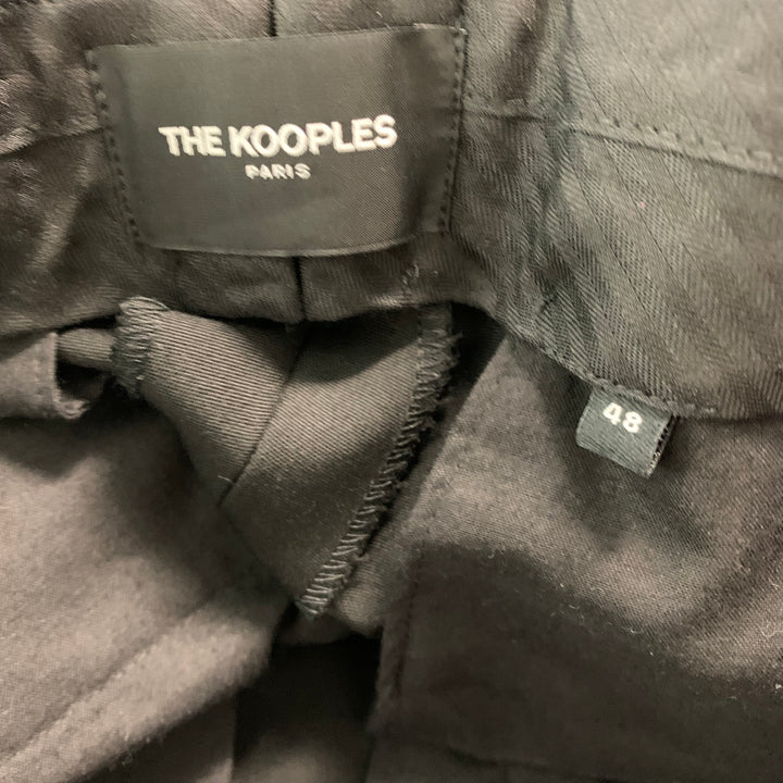 THE KOOPLES Talla 32 Pantalón de vestir negro de lana lisa con bragueta y cremallera