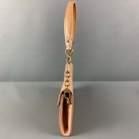 LOUIS VUITTON Vernis Sunset Blvd Beige Embossed Patent Leather Clutch