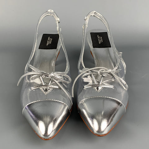 MARC JACOBS Size 8.5 Silver Leather Metallic Slingback Pumps