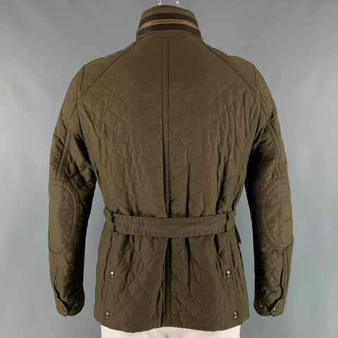 BURBERRY LONDON  Size 44 Olive Quilted Nylon Blend Jacket