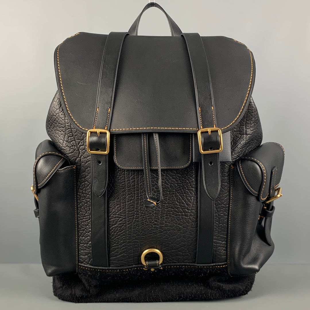 COACH Black Leather Suede Backpack Bags
