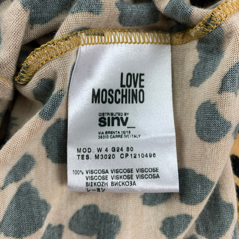 LOVE MOSCHINO Size 6 Beige & Black Viscose Animal Print Pullover