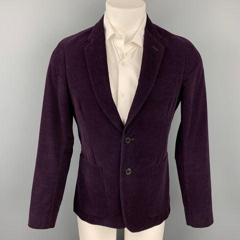 PAUL SMITH Abrigo deportivo con solapa de muesca de pana texturizada berenjena talla 38 Soho Fit