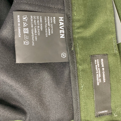 HAVEN Size L Green Solid Cotton Zip Fly Casual Pants