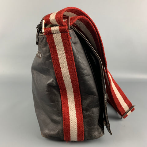 Vintage BALLY Brown & Red Mixed Fabrics Leather Messenger Bags