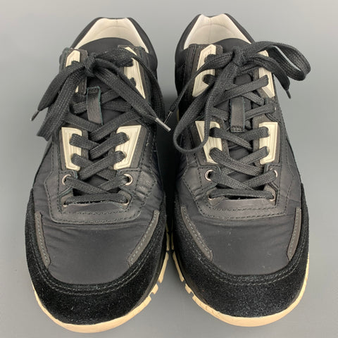 LANVIN Size 8 Black Nylon Lace Up Sneakers