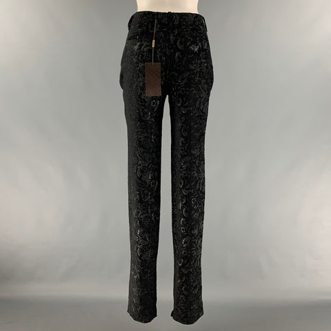 GUCCI Size 4 Black Rayon Blend Jacquard Low Rise Dress Pants Sui Generis Designer Consignment GUCCI Size 4 Black Rayon Blend Jacquard Low Rise Dress Pants Sui Generis Designer Consignment