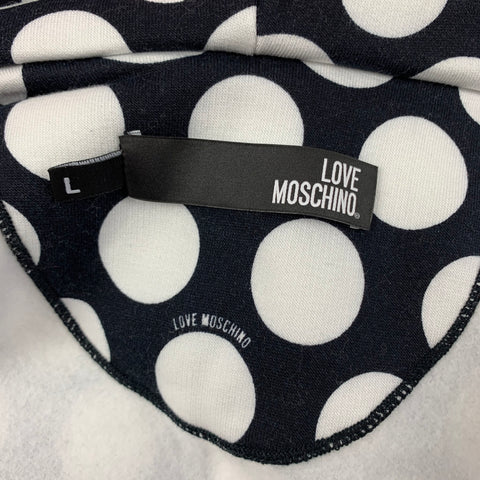 LOVE MOSCHINO Size L Black White Polka Dot Cotton Polyester Jacket