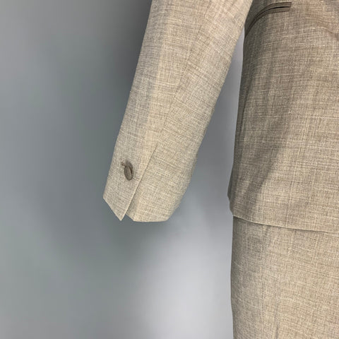 JOHN VARVATOS Size 38 Regular Oatmeal Heather Wool Blend Peak Lapel Suit