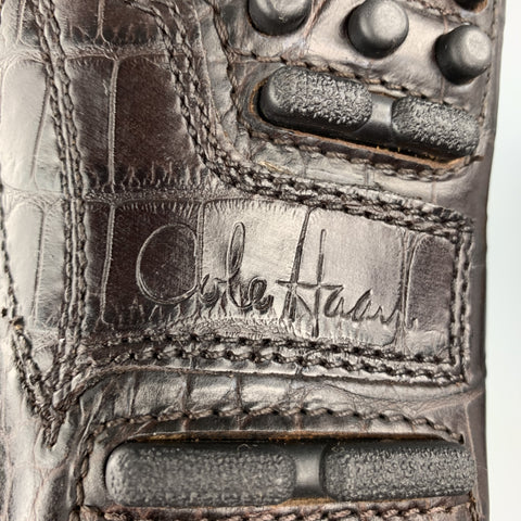 COLE HAAN Size 9 Brown Embossed Leather Drivers Loafers