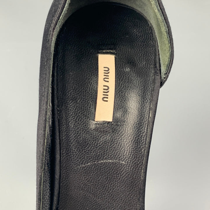 MIU MIU Size 5 Black Satin Solid D'Orsay Pumps
