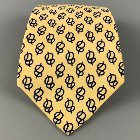 POLO by RALPH LAUREN Yellow Navy Abstract Silk Tie