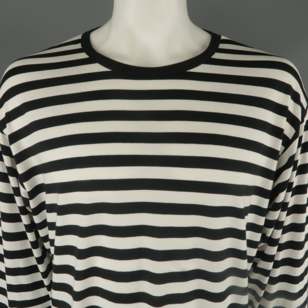 YOHJI YAMAMOTO Size L Black & White Stripe YOHJI HOMME Long Sleeve T Shirt