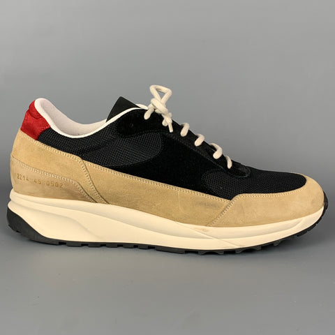 COMMON PROJECTS Size 12 Tan & Black Color Block Nylon Lace Up Sneakers