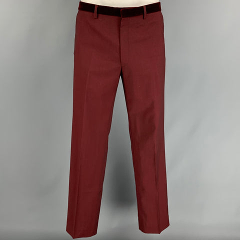 GIVENCHY Talla 40 Regular Traje de solapa de muesca de terciopelo burdeos