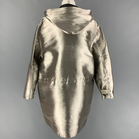 MICHAEL KORS Taille S Veste surdimensionnée à capuche métallisée argentée