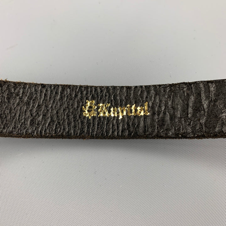 KAPITAL Waist Size 34 Black Contrast Stitch Leather Belt