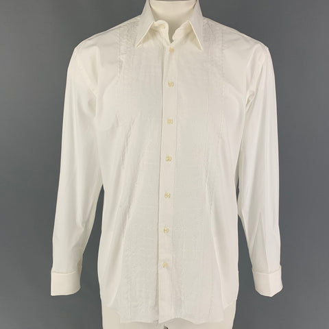 JACK LIPSON Size M White Embroidery Cotton French Cuff Long Sleeve Shirt