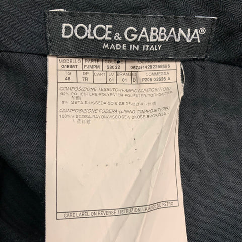 DOLCE & GABBANA Size 32 Black Metallic Polyester Silk Tuxedo Dress Pants