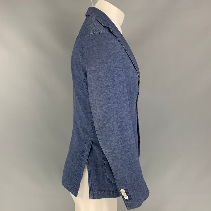 BOGLIOLI Size 34 Blue Cotton Single Breasted Sport Coat