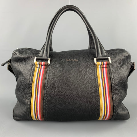 PAUL SMITH Black Pebble Grain Leather Laptop Bag