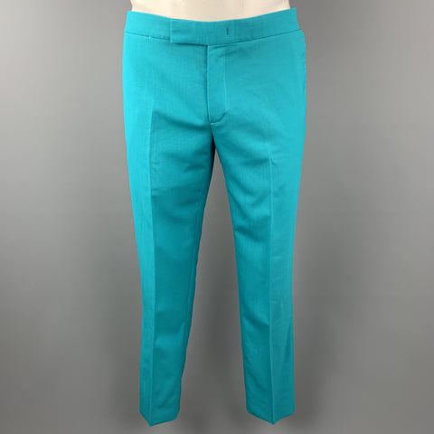PAUL SMITH Size 42 Aqua Wool Notch Lapel Mock Pocket Square Suit