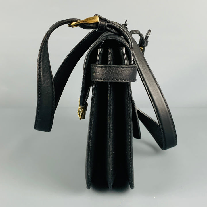 RALPH LAUREN Black Equestrian Leather Shoulder Bag Handbag