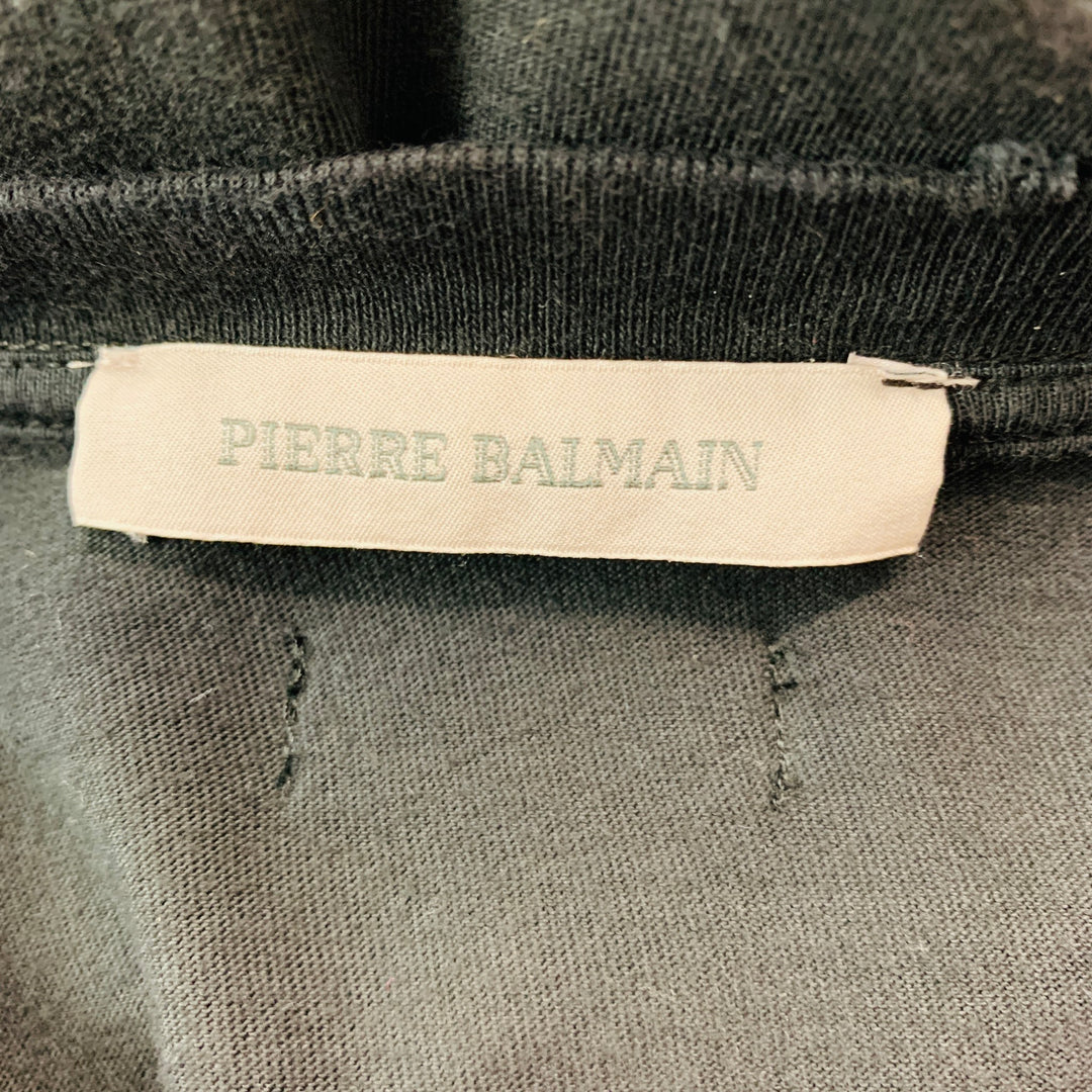 PIERRE BALMAIN Size XS Black Studded Cotton Crew-Neck T-shirt