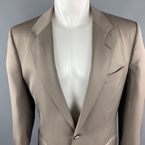 Vintage YVES SAINT LAURENT 42 Regular Taupe Wool Suit