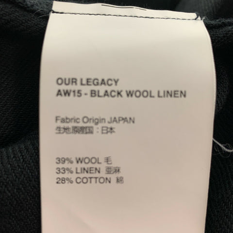 OUR LEGACY Size 38 Black Wool Blend Single Breasted Suit