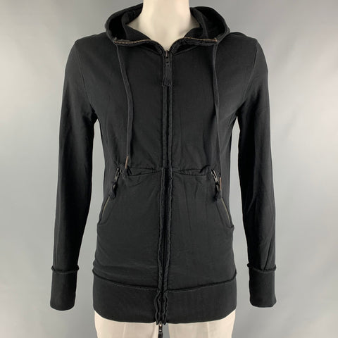 MANUEL MARTE Size L Black Solid Cotton Hoodie Sweatshirt