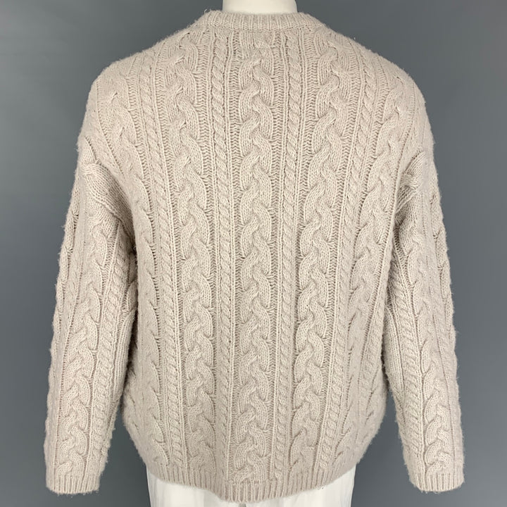 ALLSAINTS Size XS Oatmeal Knit Wool Blend Oversized Fisherman Sweater