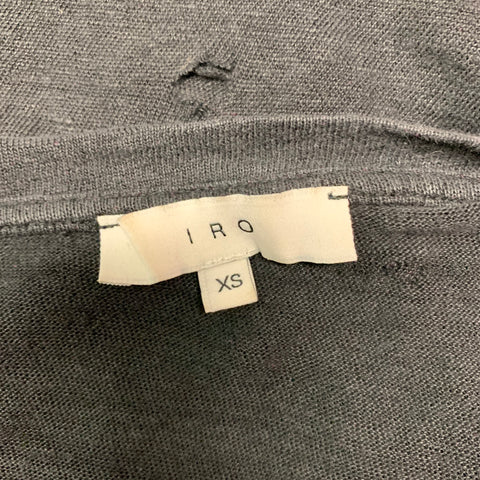 IRO Marvina  Size XS Black Distressed Linen Long Sleeve T-shirt