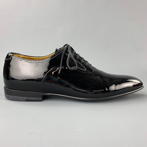 BALLY Garrett Size 8 Black Patent Leather Lace Up Shoes