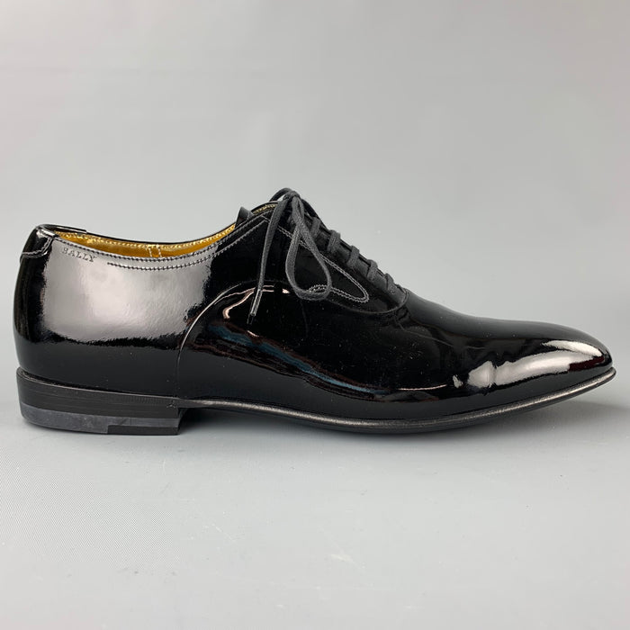 BALLY Garrett Size 8 Black Patent Leather Lace Up Shoes