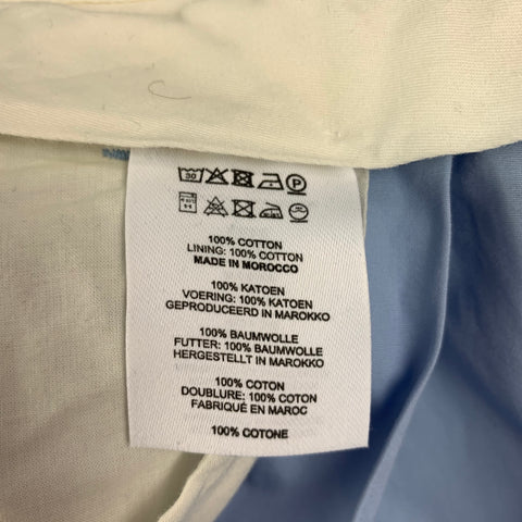 DRIES VAN NOTEN Size 4 Blue Cotton Pleated Cuffed Wide Leg Casual Pants