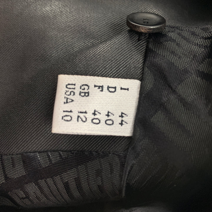 JEAN PAUL GAULTIER Size 10 Black Coated Cotton Belted Double Breasted Jacket