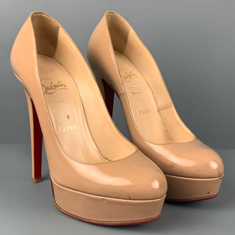 CHRISTIAN LOUBOUTIN Talla 6 Zapatos de tacón Bianca con plataforma de charol desnudo