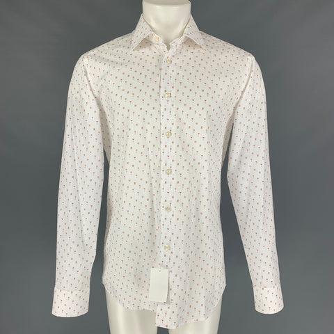 ETON Taille M Chemise à manches longues boutonnée en coton imprimé blanc