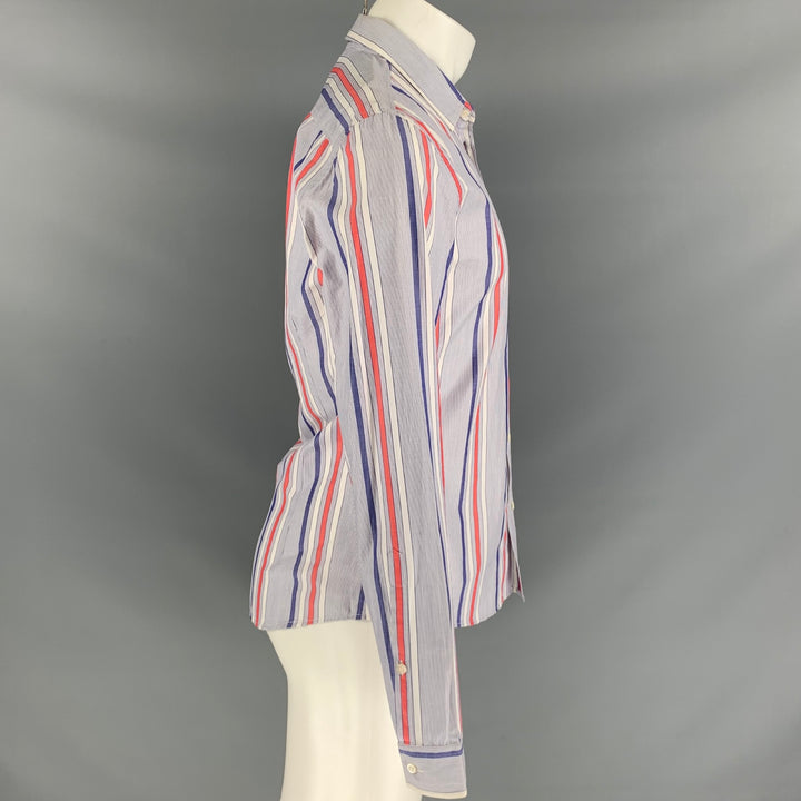 vintage BURBERRY PRORSUM Printemps 2005 Taille M Chemise à manches longues en coton à rayures multicolores