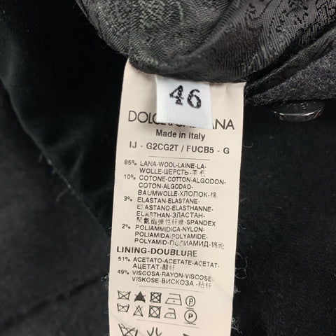 DOLCE & GABBANA Size 36 Charcoal & Black Wool Blend Sport Coat